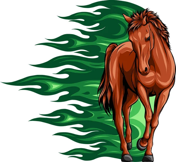 Trilha Chama Cavalo Mostrando Potência Velocidade —  Vetores de Stock