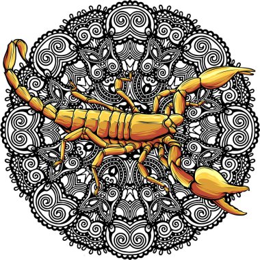 vector illustration of Scorpion with Mandala clipart