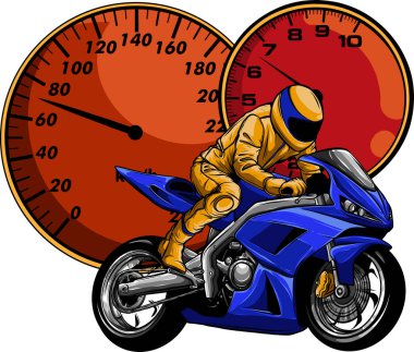 Motosiklet sürücüsü, soyut vektör silueti. Yol motosikleti yarışı