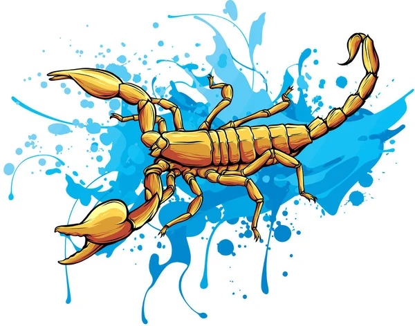 Ilustracja Skorpion Falą Wodną — Wektor stockowy