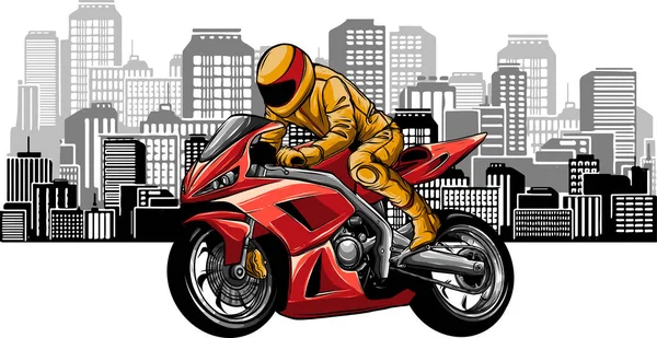 Illustration Motorcycle City Background — Stock Vector