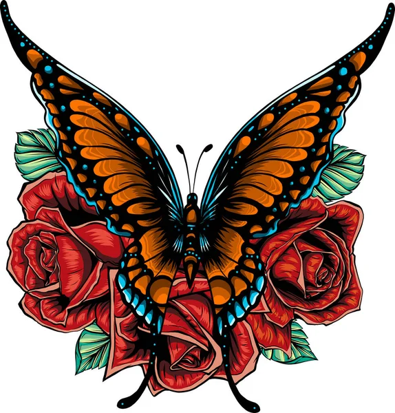 Вектор Метеликів Яскравих Троянд — стоковий вектор
