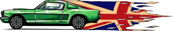 Illustration Von Muscle Car Mit Britischer Flagge — Stockvektor
