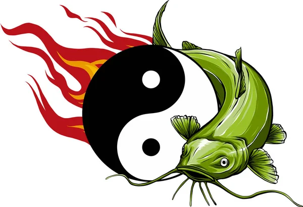 Ilustración Bagres Con Yin Yang — Vector de stock