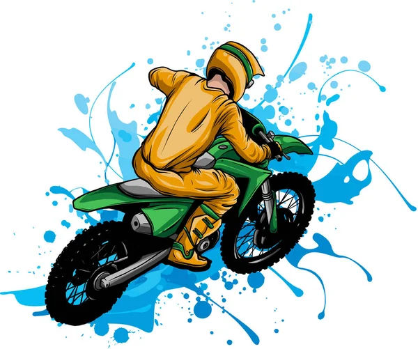 Motocross Binici Motokros Bisiklete Binmek — Stok Vektör