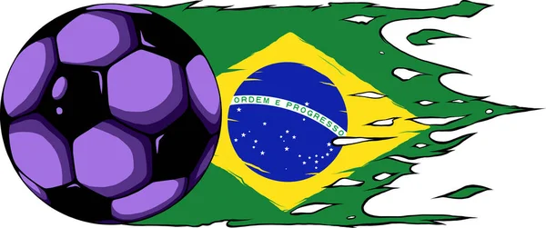 Illustratie Van Braziliaanse Vlag Met Voetbal — Stockvector