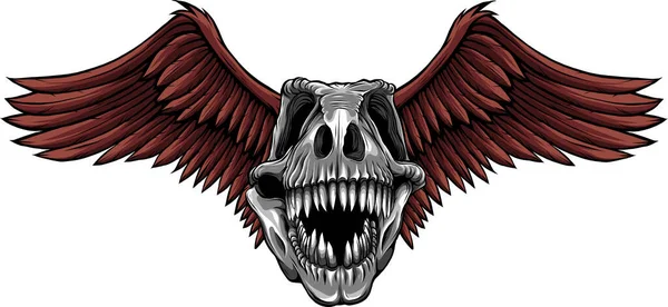 翼を持つT Rex頭蓋骨のイラスト — ストックベクタ
