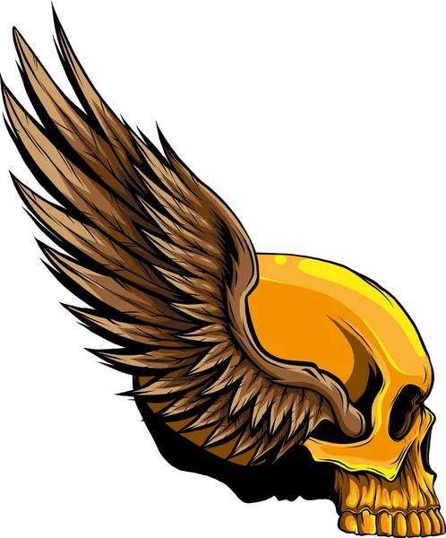 Κρανίο Κεφάλι Φτερά Σχεδιασμό Μασκότ — Διανυσματικό Αρχείο