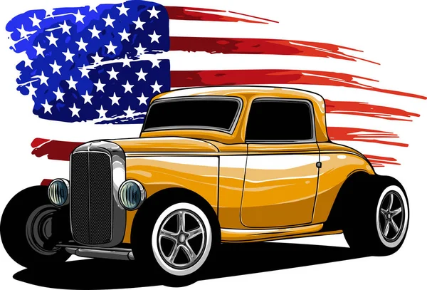 Ilustração Haste Quente Com Bandeira Americana — Vetor de Stock