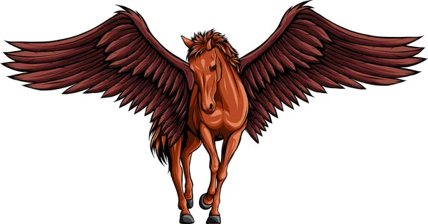 Πετώντας Άλογο Πήγασος Majestic Pegasus Cartoon Vector Λογότυπο Μασκότ Σχεδιασμός — Διανυσματικό Αρχείο