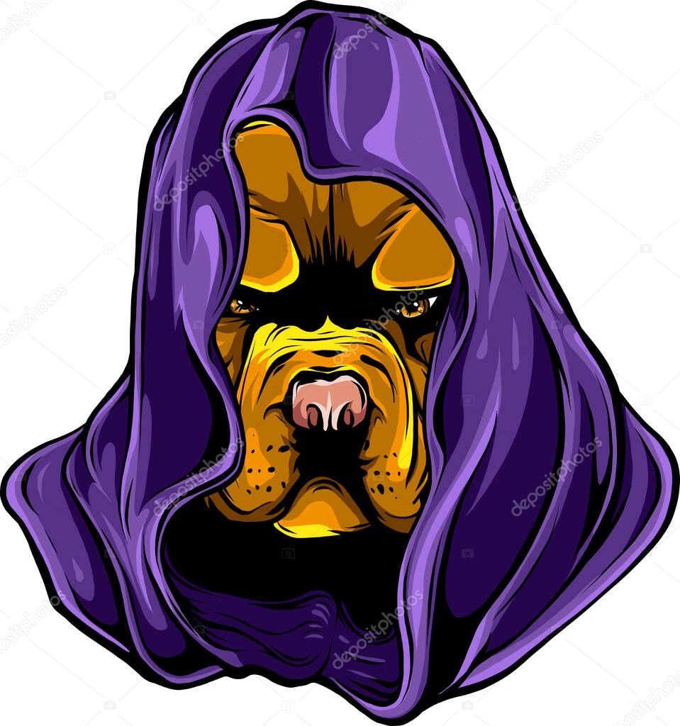 Illustration of pitbull head on white background