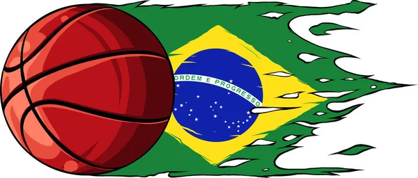 Basketbal Met Brazilië Nationale Vlag — Stockvector