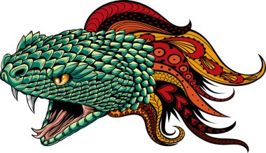 Mandala süsleriyle Yılan Başı 'nın çizimi