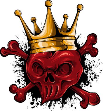 İllüstrasyon kralı kalp şeklinde insan kafatası