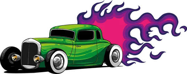 炎のついた熱い棒車のイラスト — ストックベクタ