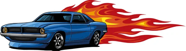 Иллюстрация Мышечного Автомобиля Пламенем — стоковый вектор