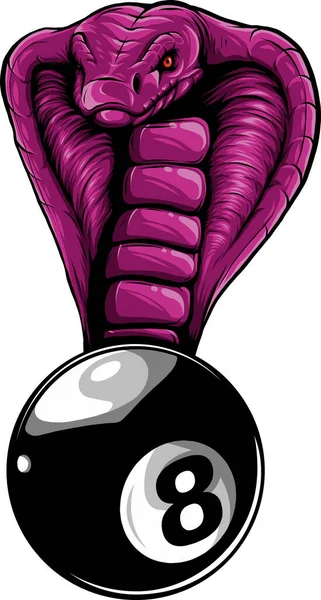 Ilustración Billar Bola Con Serpiente Cobra — Vector de stock