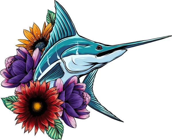 Marlin Sailfish Espadarte Ilustração Big Fish — Vetor de Stock