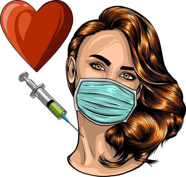 Απεικόνιση Του Νοσοκόμου Σύριγγα Και Εμβόλιο — Διανυσματικό Αρχείο