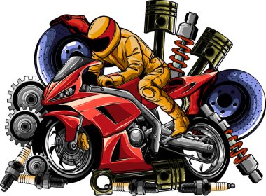 Yedek tasarımı olan motosikletin çizimi