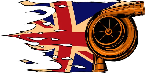 Turbosprężarka Samochodowa Flagą Brytyjską — Wektor stockowy