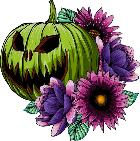 秋のベクトルイラストカボチャの花 — ストックベクタ