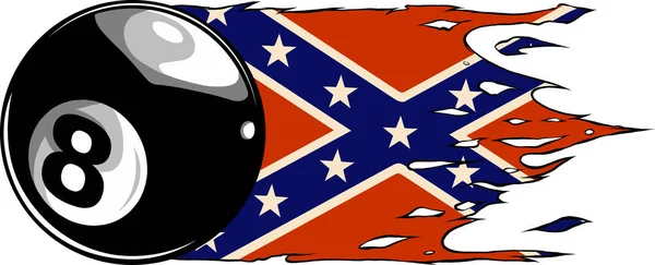 Ilustração Oito Bola Com Bandeira Confederada —  Vetores de Stock