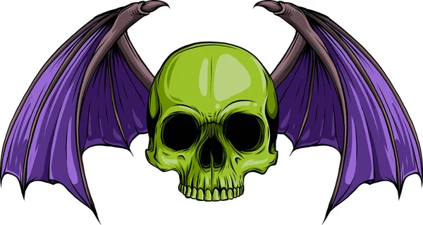 Morcego Crânio Alado Asas Dragão Corte Madeira Vintage Gravado Estilo —  Vetores de Stock