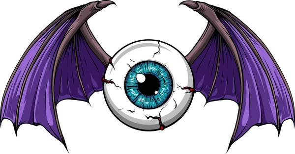 Vektorillustration Des Tattoo Flying Eyeball Designs — Stockvektor