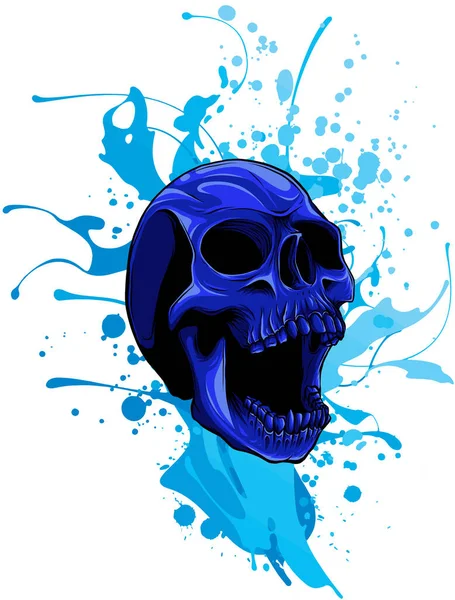 Cráneo Multicolor Medios Mixtos Huella Camiseta Ilustración Vectorial — Vector de stock