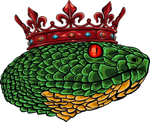 Snake Crown Logó Sablon Tervezés Vektor Illusztráció — Stock Vector