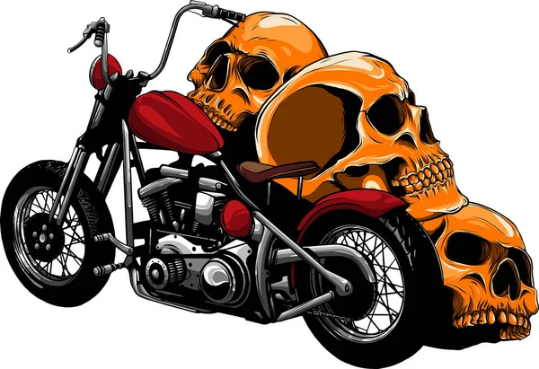 Ilustrace Motocyklu Lebkami Bílém Pozadí — Stockový vektor