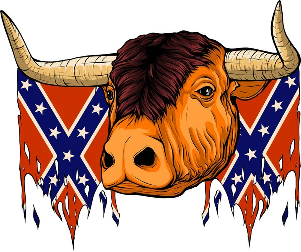 Illustration Confederate Flag Buffalo Head — Stock Vector