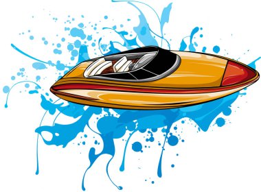 Suyun üzerindeki sürat teknesinin vektör çizimi