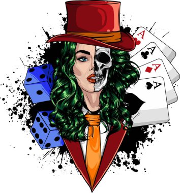 Takım elbiseli kadın joker çizimi