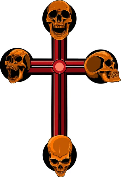 Иллюстрация Креста Черепами Белом Фоне — стоковый вектор