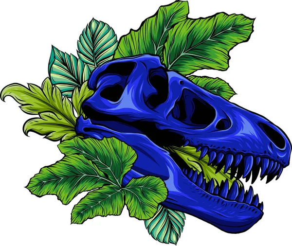 Illustration Tyrannosaurus Rex Feuilles — Image vectorielle