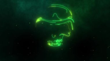Dijital video animasyonlu neon kafatası