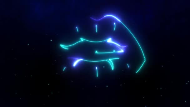 Neon Luz Beijo Sinal Animação — Vídeo de Stock