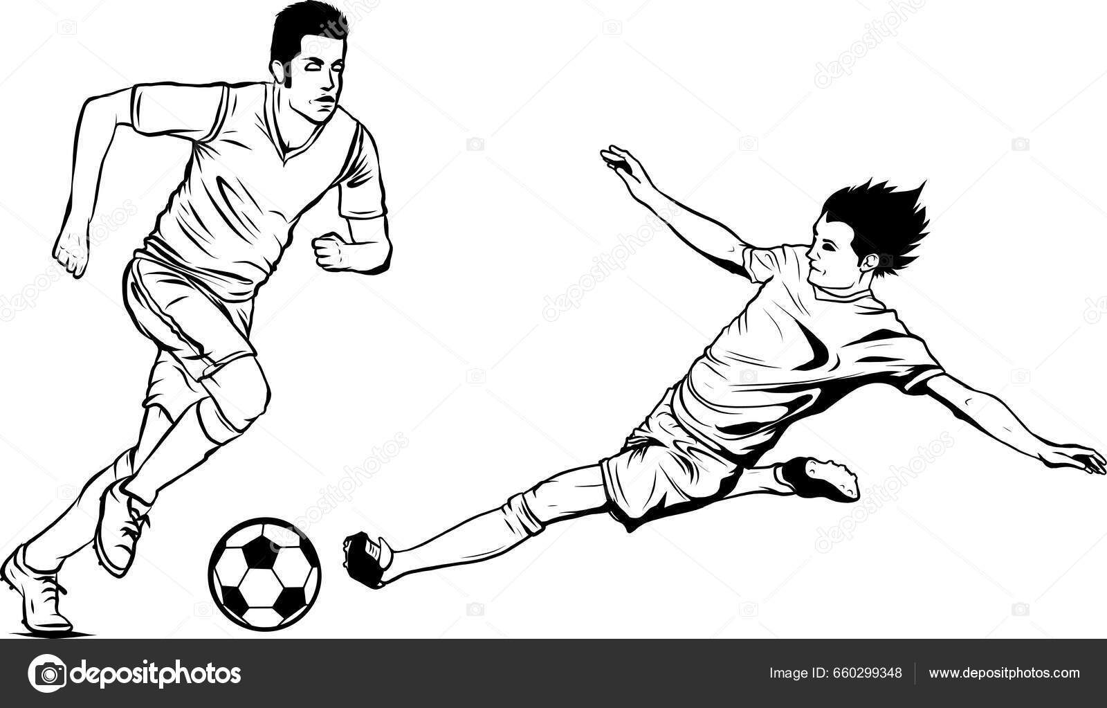 Baixar - Jogador de futebol chuta a bola. ilustração vetorial — Ilustração  de Stock