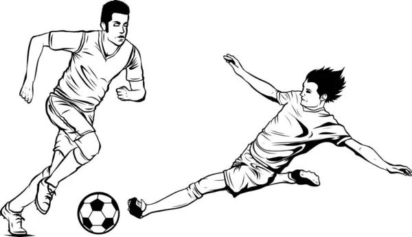 Fußballer Der Ball Kickt Vektorillustration — Stockvektor
