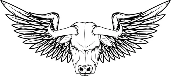 Creatieve Koe Vleugel Logo Vectorillustratie Gevleugelde Koe Oude Emblemen Elementen — Stockvector
