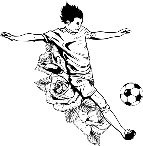 球员踢足球 矢量插画 — 图库矢量图片
