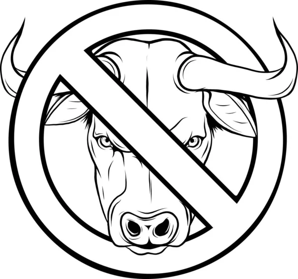 Prohibited Sign Bull Head White Background — Stock Vector