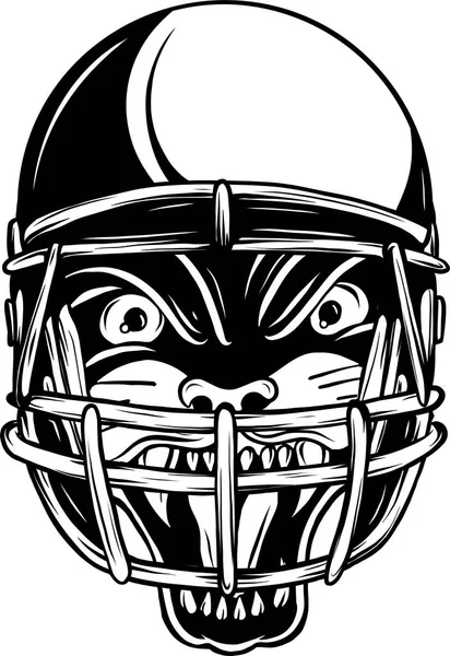 Mascotte Tiger Rugby Noir Blanc Design — Image vectorielle