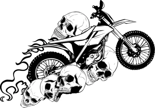 Illustration Motifs Logo Moto Cross Monochrome — Image vectorielle