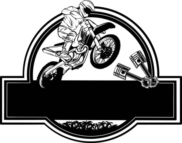 Illustration Motifs Logo Moto Cross Monochrome — Image vectorielle