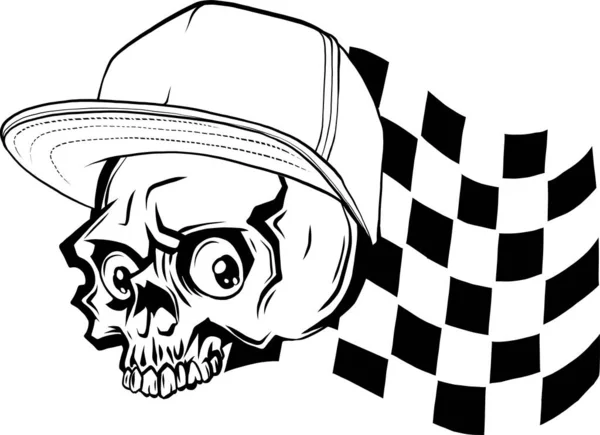 Illustration Der Silhouette Wütender Totenkopf Mit Hut Auf Weißem Hintergrund — Stockvektor