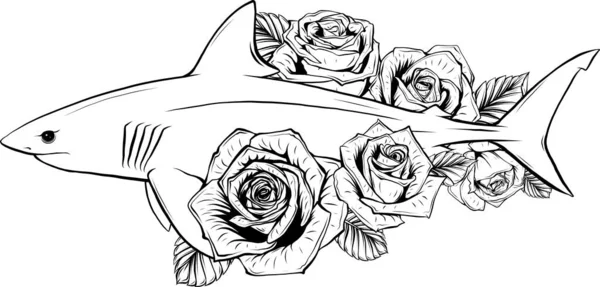 Элегантный Логотип Черно Белой Акулы Вашего Бренда Доступен Векторном Формате — стоковый вектор