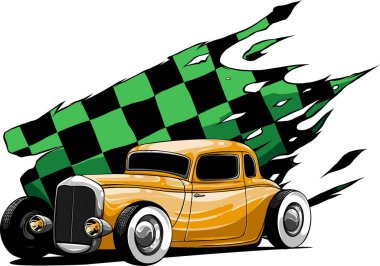Hot rod araba vektör çiziminin çizimi